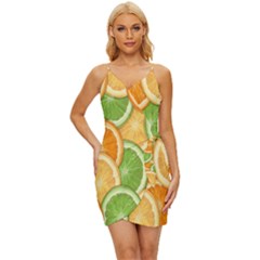 Fruits-orange Wrap Tie Front Dress by nateshop