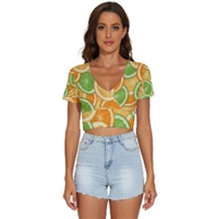 Fruits-orange V-neck Crop Top