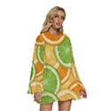 Fruits-orange Round Neck Long Sleeve Bohemian Style Chiffon Mini Dress View3