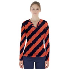 Halloween-background V-neck Long Sleeve Top