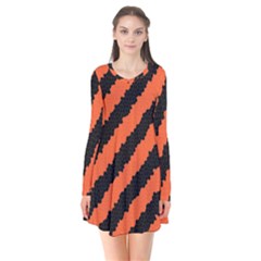 Halloween-background Long Sleeve V-neck Flare Dress by nateshop