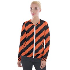 Halloween-background Velvet Zip Up Jacket by nateshop