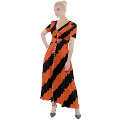 Halloween-background Button Up Short Sleeve Maxi Dress by nateshop