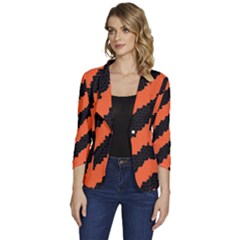 Halloween-background Women s One-button 3/4 Sleeve Short Jacket