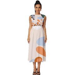 Palm Sleeveless Round Neck Midi Dress by nateshop