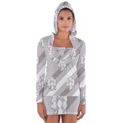 Strip-gray Long Sleeve Hooded T-shirt by nateshop