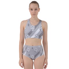 Strip-gray Racer Back Bikini Set by nateshop