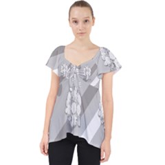 Strip-gray Lace Front Dolly Top by nateshop