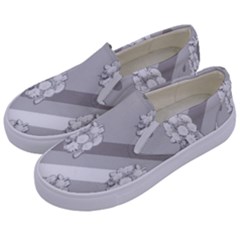 Strip-gray Kids  Canvas Slip Ons by nateshop