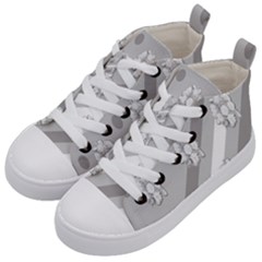 Strip-gray Kids  Mid-top Canvas Sneakers by nateshop