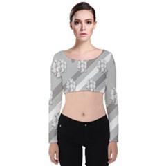 Strip-gray Velvet Long Sleeve Crop Top by nateshop