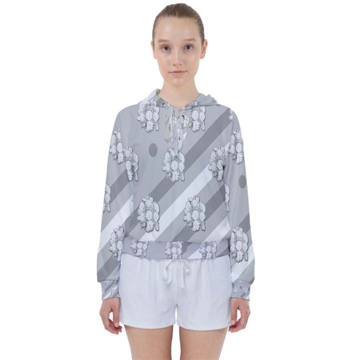 Strip-gray Women s Tie Up Sweat