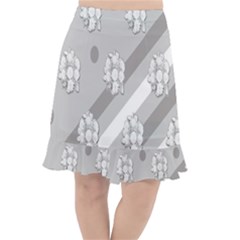 Strip-gray Fishtail Chiffon Skirt by nateshop