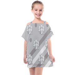 Strip-gray Kids  One Piece Chiffon Dress by nateshop