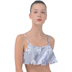 Strip-gray Frill Bikini Top by nateshop