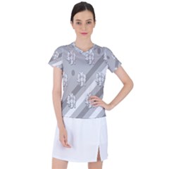 Strip-gray Women s Sports Top by nateshop