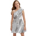 Strip-gray Kids  One Shoulder Party Dress View1