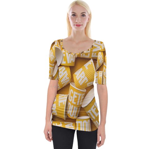 Yellow-cups Wide Neckline Tee by nateshop