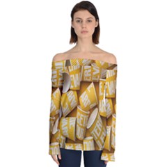 Yellow-cups Off Shoulder Long Sleeve Top by nateshop