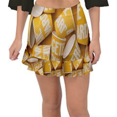 Yellow-cups Fishtail Mini Chiffon Skirt