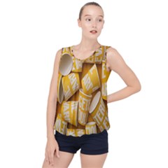 Yellow-cups Bubble Hem Chiffon Tank Top