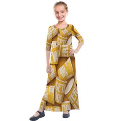 Yellow-cups Kids  Quarter Sleeve Maxi Dress