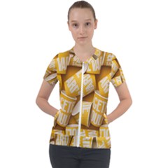 Yellow-cups Short Sleeve Zip Up Jacket