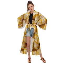 Yellow-cups Maxi Kimono by nateshop