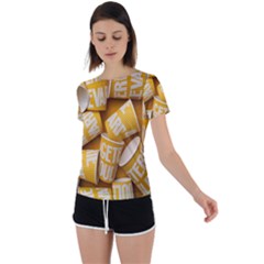 Yellow-cups Back Circle Cutout Sports Tee