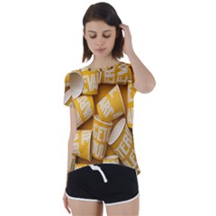 Yellow-cups Short Sleeve Open Back Tee