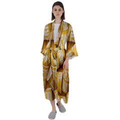 Yellow-cups Maxi Satin Kimono