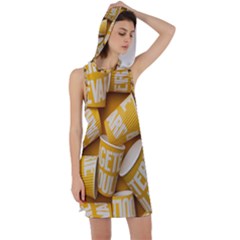 Yellow-cups Racer Back Hoodie Dress