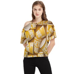 Yellow-cups One Shoulder Cut Out Tee