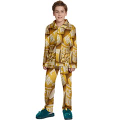 Yellow-cups Kids  Long Sleeve Velvet Pajamas Set