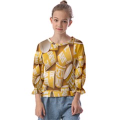 Yellow-cups Kids  Cuff Sleeve Top