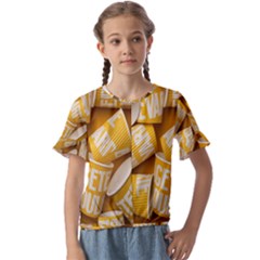 Yellow-cups Kids  Cuff Sleeve Scrunch Bottom Tee