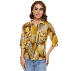 Yellow-cups Women s Quarter Sleeve Pocket Shirt