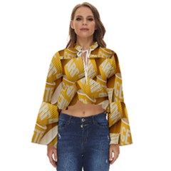 Yellow-cups Boho Long Bell Sleeve Top