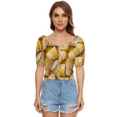 Yellow-cups Button Up Blouse