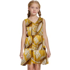 Yellow-cups Kids  Sleeveless Tiered Mini Dress