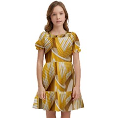 Yellow-cups Kids  Puff Sleeved Dress by nateshop