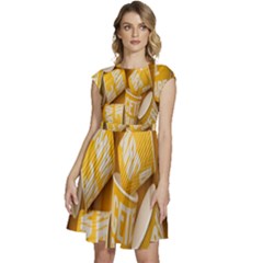 Yellow-cups Cap Sleeve High Waist Dress by nateshop