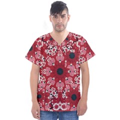 Traditional Cherry Blossom  Men s V-neck Scrub Top