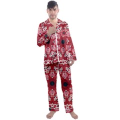 Traditional Cherry Blossom  Men s Long Sleeve Satin Pajamas Set by Kiyoshi88