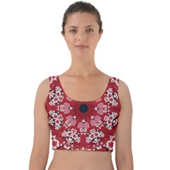 Traditional Cherry Blossom  Velvet Crop Top