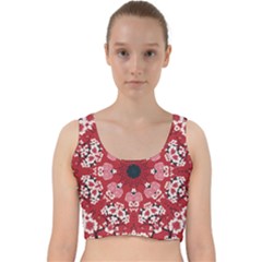 Traditional Cherry Blossom  Velvet Racer Back Crop Top by Kiyoshi88