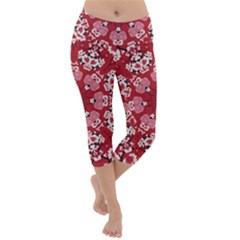 Traditional Cherry Blossom  Lightweight Velour Capri Yoga Leggings by Kiyoshi88