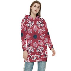 Traditional Cherry Blossom  Women s Long Oversized Pullover Hoodie