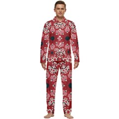 Traditional Cherry Blossom  Men s Long Sleeve Velvet Pocket Pajamas Set