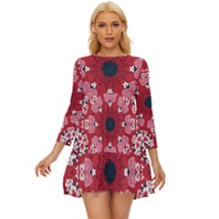 Traditional Cherry Blossom  Long Sleeve Babydoll Dress